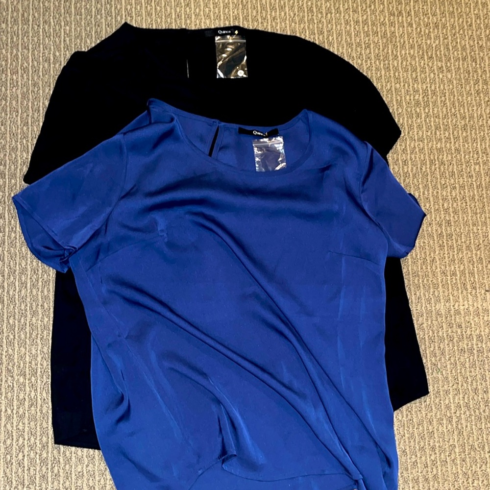 Quince Silk Shirts XL lot Royal blue and black- New